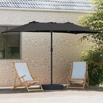 vidaXL Parasol de jardin Noir 385 x 209 x 244 cm tissu