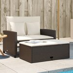 vidaXL Canapé de jardin avec coussins 2 places marron résine tressée