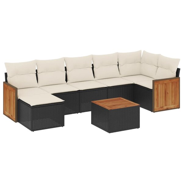 vidaXL Salon de jardin 8 Pièces avec coussins noir résine tressée