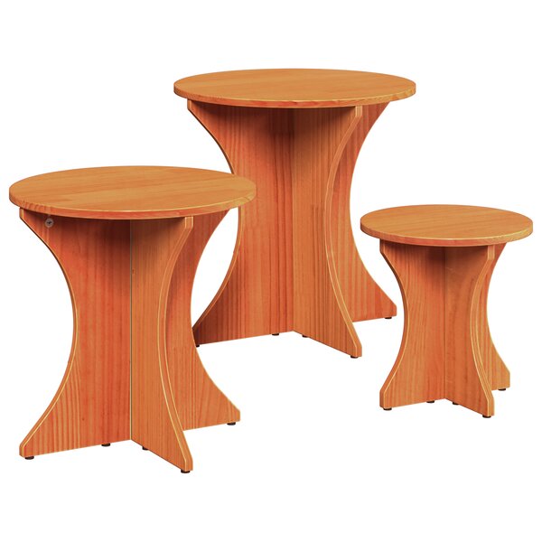 vidaXL Ensemble de tables basses 3 Pièces Marron cire 46 x 46 x 47 cm