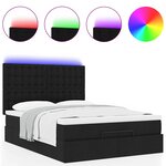 VidaXL Cadre de lit ottoman avec matelas noir 140x190 cm tissu