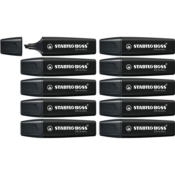 Marqueur BOSS ORIGINAL Marker Noir x 10 STABILO