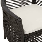 vidaXL Chaise d'Extérieur avec coussin 2 Pièces Noir et Crème polyrotin