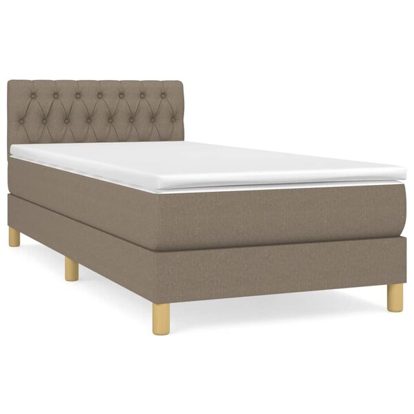 vidaXL Sommier à lattes de lit avec matelas Taupe 90x190 cm Tissu