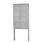 Bloc collectif Leabox 2x4 grade 3 simple face Extérieur fixation sur pieds à sceller Gris clair RAL 7035 finition brillante