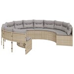 vidaXL Canapé de jardin avec coussins rond beige résine tressée