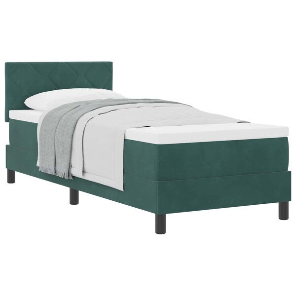 vidaXL Lit à ressorts avec matelas Vert foncé 80 x 200 cm Velours