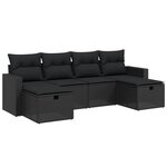 vidaXL Salon de jardin 6 Pièces avec coussins noir résine tressée