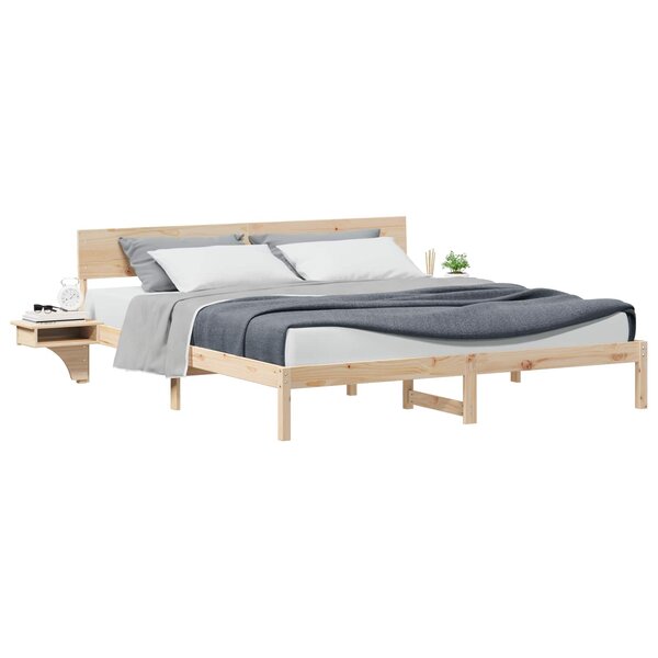 vidaXL Cadre de lit avec tête de lit Marron 200 x 200 cm Pin massif