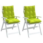 vidaXL Coussins de chaise à dossier bas lot de 2 vert vif