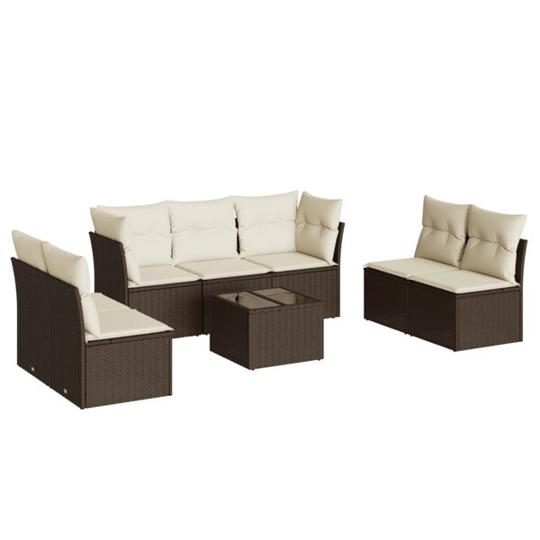 vidaXL Salon de jardin 8 Pièces avec coussins marron résine tressée
