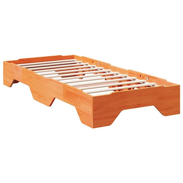 vidaXL Cadre de lit sans matelas empilable cire marron 100x200 cm