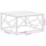 vidaXL Table basse argenté inox et bois de mélèze massif
