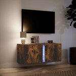 vidaXL Meuble TV mural avec lumières LED chêne fumé 80x31x35 cm