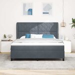 vidaXL Lit à ressorts avec matelas Gris foncé 180 x 200 cm Velours