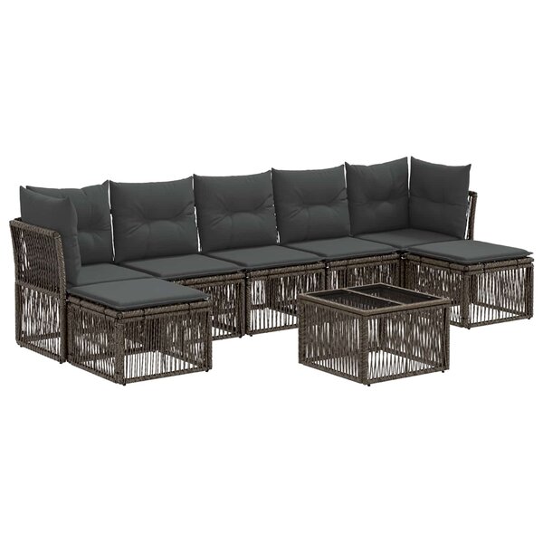 vidaXL Ensemble de canapé de jardin 8 Pièces Gris polyrotin