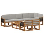 vidaXL Ensemble de canapés d'extérieur 9 pc Naturel et gris clair