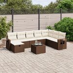 vidaXL Salon de jardin avec coussins 9 Pièces marron résine tressée