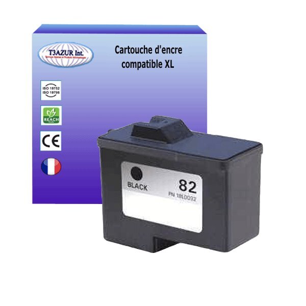 Cartouche compatible Lexmark 82 pour Lexmark X6190PRO, Z55, Z55SE, Z65, Z65N, Z65P, DELL A940, DELL A960- Noir - T3AZUR