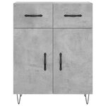 vidaXL Buffet gris béton 69 5x34x90 cm bois d'ingénierie