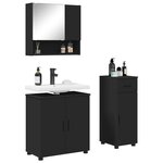 vidaXL Ensemble de mobilier de salle de bain avec tiroir 3 Pièces Noir
