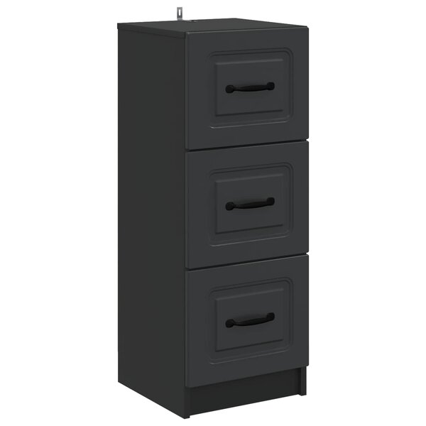 vidaXL Armoire à tiroirs Noir 33 x 34 5 x 87 cm Bois d'ingénierie