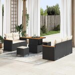 vidaXL Ensemble de canapé de jardin avec coussin 8 Pièces Noir Poly rotin