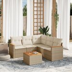 vidaXL Salon de jardin avec coussins 6 Pièces beige résine tressée
