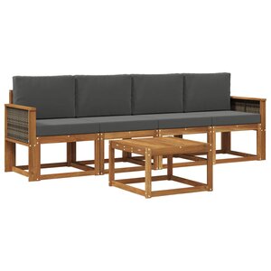 vidaXL Ensemble de canapés d'extérieur 4 Pièces Naturel et Anthracite