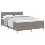 vidaXL Lit à ressorts avec coussin Taupe 140 x 200 cm tissu