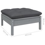 Vidaxl salon de jardin 6 pièces avec coussins gris bois de pin solide
