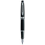 Waterman expert stylo plume  laque noire mate  plume fine  cartouche encre bleue  coffret cadeau