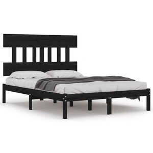 vidaXL Cadre de lit sans matelas noir 200x200 cm bois massif