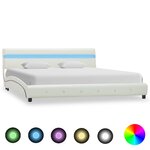 Vidaxl cadre de lit avec led blanc similicuir 150x200 cm