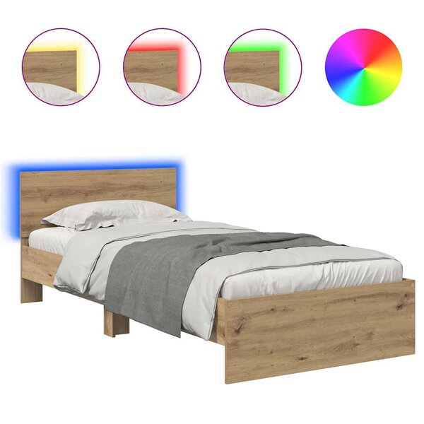 vidaXL Cadre de lit Chêne artisanal 90 x 190 cm Bois d'ingénierie