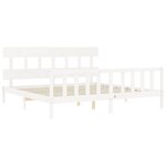 vidaXL Cadre de lit avec tête de lit blanc Super King Size bois massif