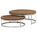 vidaXL Ensemble de table basse 2 Pièces Bois de récupération et acier