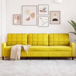 vidaXL Canapé à 3 places Jaune 210 cm Velours