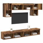 vidaXL Unités murales TV avec LED 6 Pièces Bois Ancien Bois d'ingénierie