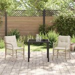 vidaXL Ensemble de salle à manger pour jardin 3 Pièces Beige Poly rotin
