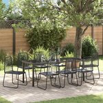 vidaXL Ensemble de salle à manger pour jardin 9 Pièces Noir