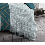 Parure de couette Microfibre 220 x 240 cm et 2 taies d'oreillers 63 x 63 cm Bleu Canard