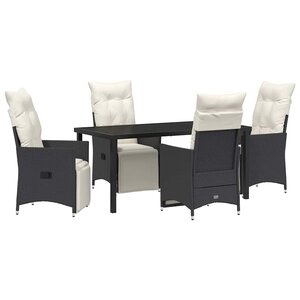 vidaXL Ensemble de salle à manger pour jardin 5 Pièces Noir Poly rotin