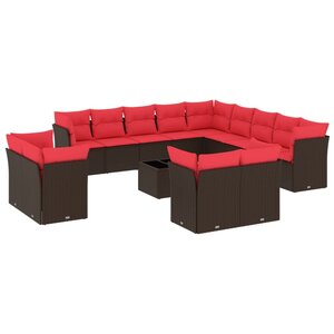 vidaXL Salon de jardin avec coussins 14 Pièces marron résine tressée