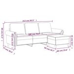 vidaXL Canapé à 3 places et repose-pieds Rouge bordeaux 180 cm Velours