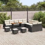 vidaXL Ensemble de canapé de jardin 14 Pièces Noir Poly rotin