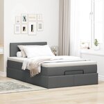 vidaXL Lit ottoman avec matelas et LED gris foncé 120x200 cm tissu