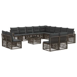 vidaXL Ensemble de canapé de jardin 14 Pièces Gris et Gris foncé