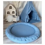 Tapis nid en lin couleur bleu