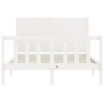vidaXL Cadre de lit avec tête de lit blanc 140x200 cm bois massif